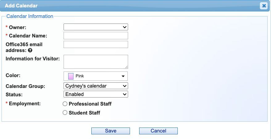 Shows calendar information