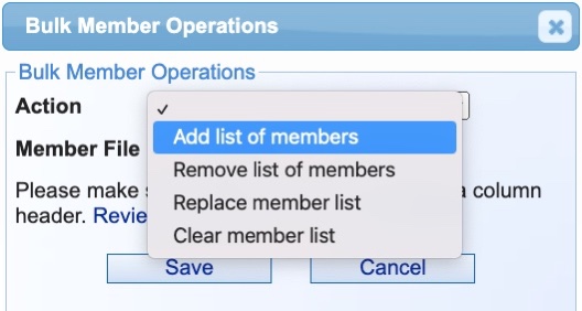 Shows drop-down menu next to Action
