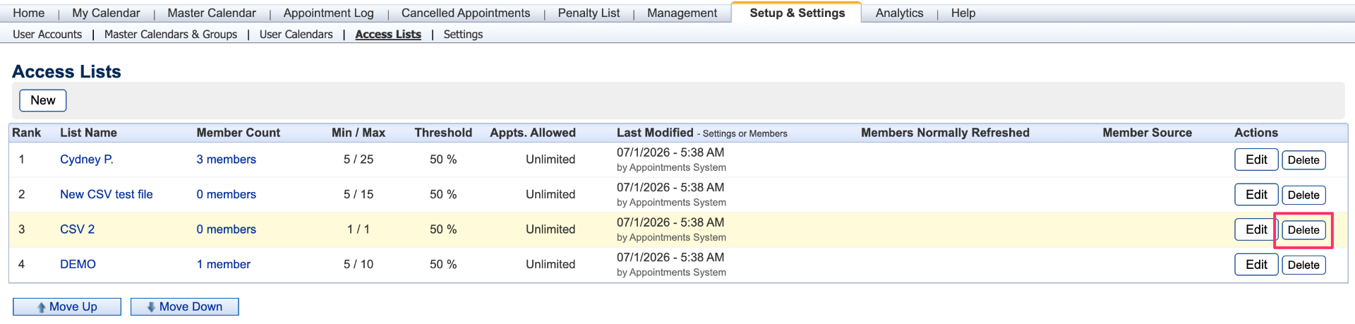 Delete Access List