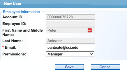 Shows employee information