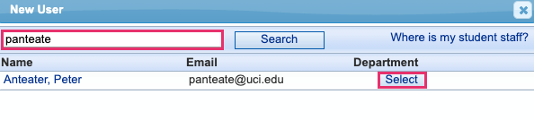 Shows user with the option to select